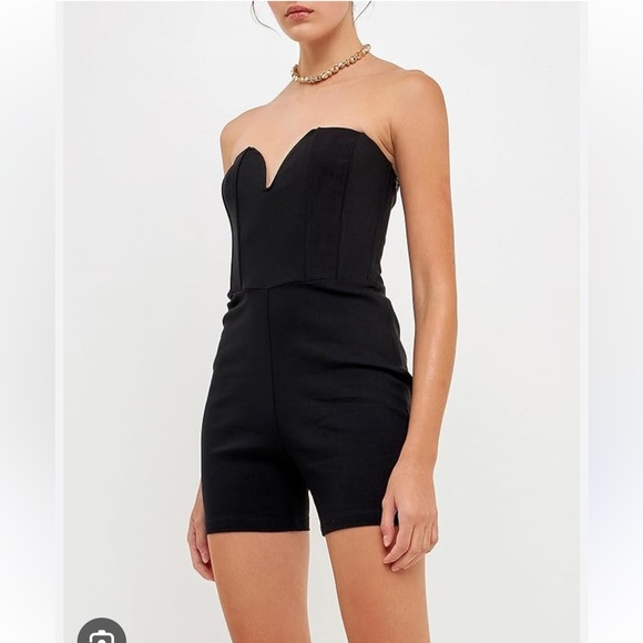 Grey Lab Strapless Bustier Black Romper | Medium - Picture 1 of 6